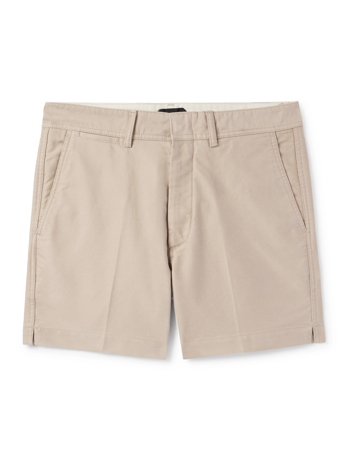 Tom Ford Slim-fit Straight-leg Brushed Cotton-twill Shorts In Neutrals