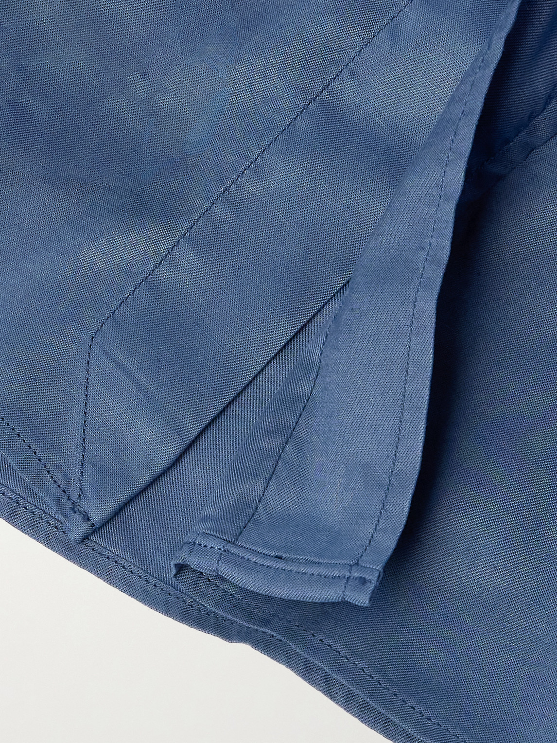 Tom Ford Button-down Collar Garment-dyed Lyocell Shirt In Blue