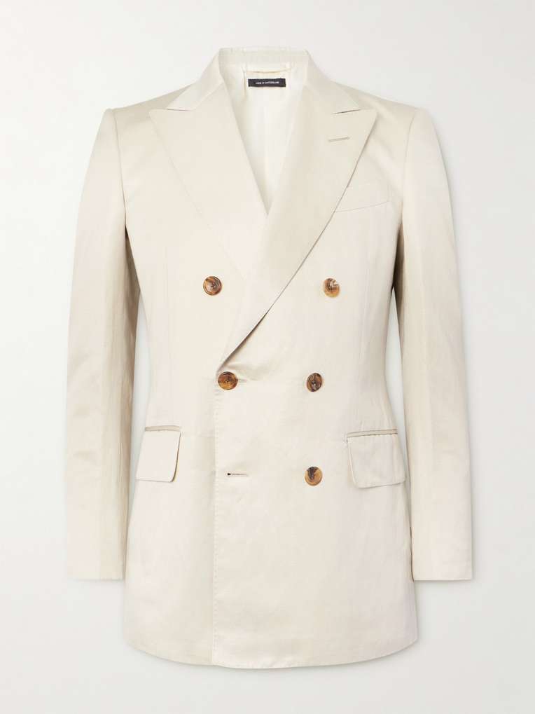 Tom Ford — Dyllan Double-Breasted Silk and Linen-Blend Twill Suit Jacket