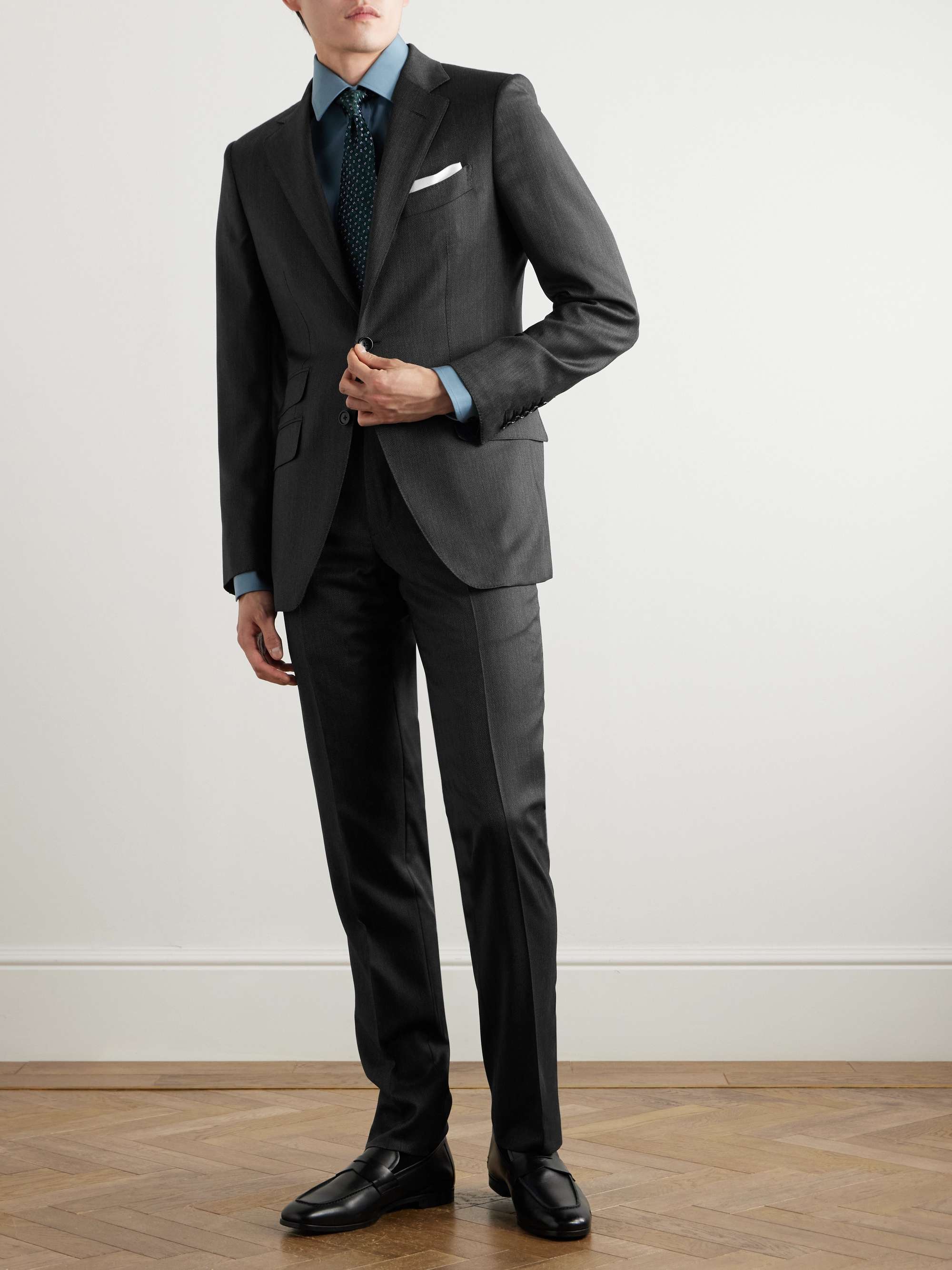 O Connor Birdseye Textured Wool Suit Jacket gray IT 48