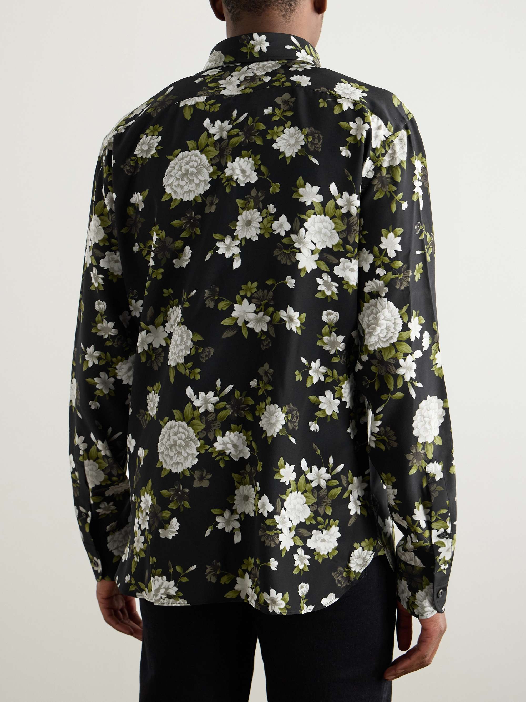 TOM FORD Hendrix Button-Down Collar Floral-Print Silk-Crepe