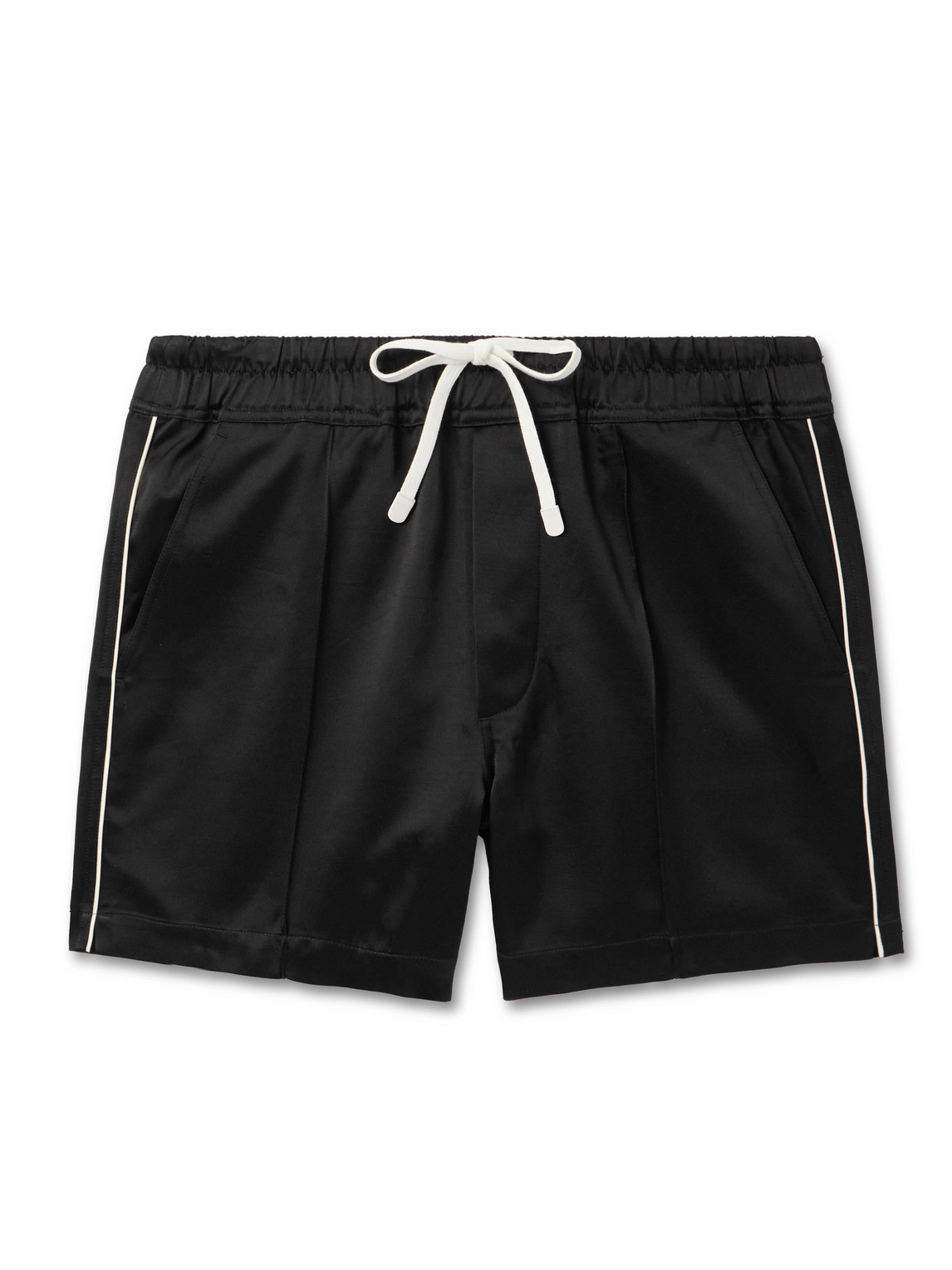 Tom Ford Straight-leg Satin Drawstring Shorts In Black