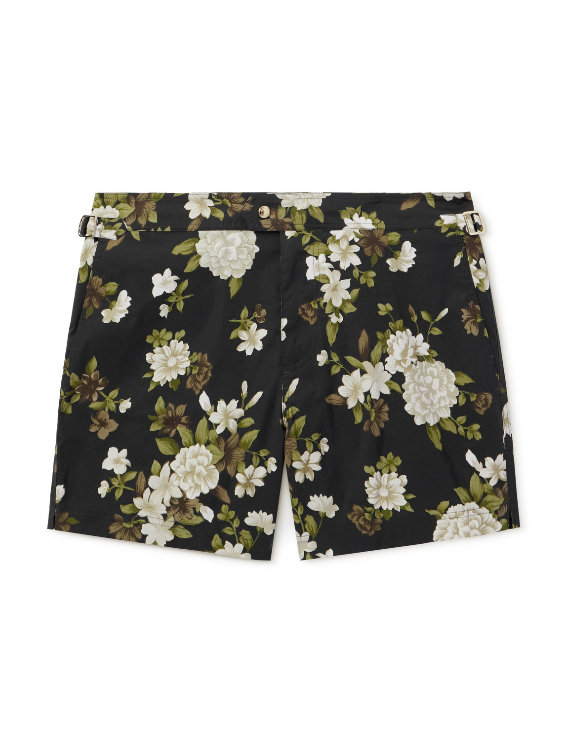 Tom Ford Hendrix Slim-fit Short-length Floral-print Swim Shorts In Black