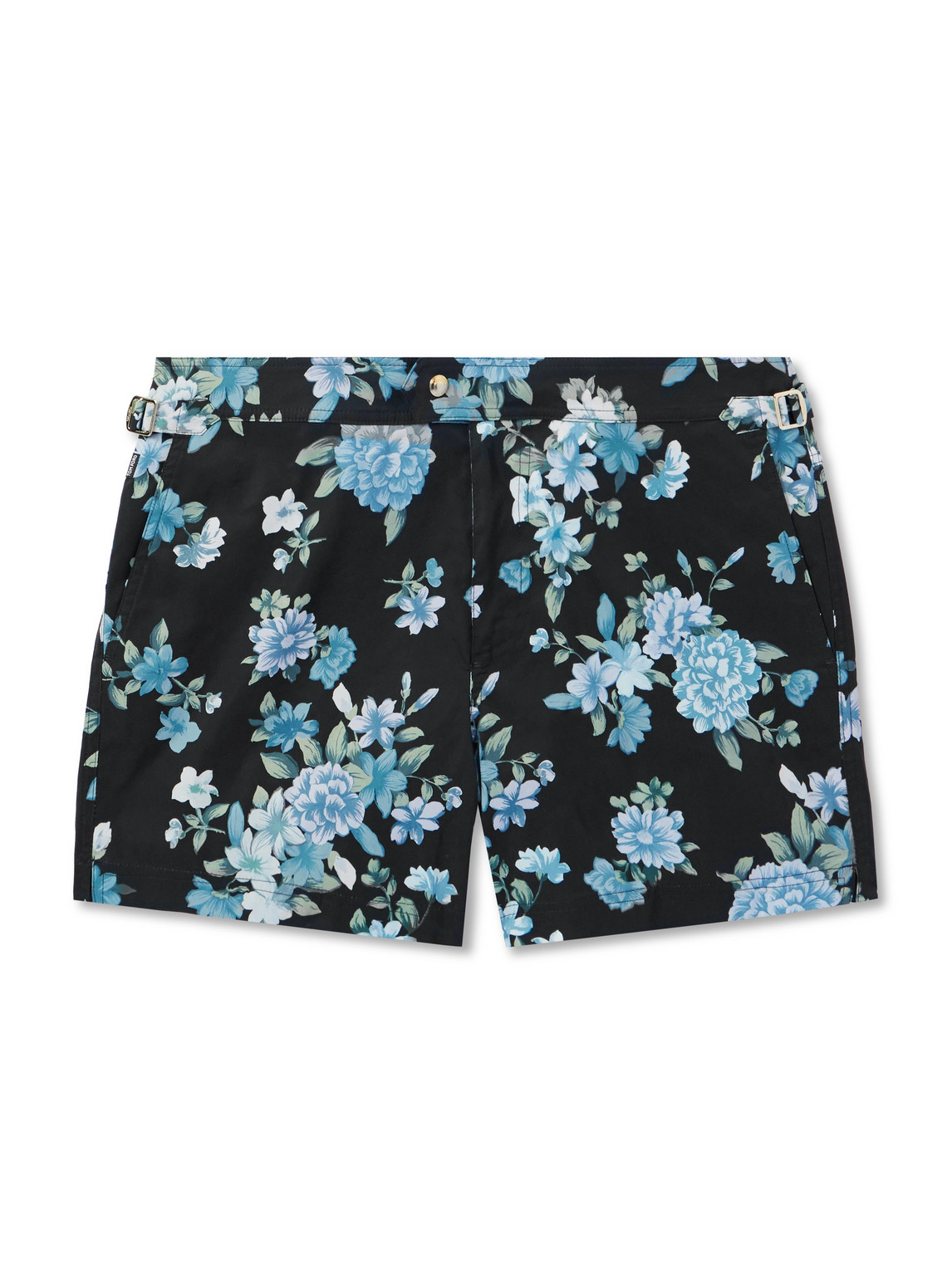 Tom Ford Hendrix Slim-fit Short-length Floral-print Swim Shorts In Blue