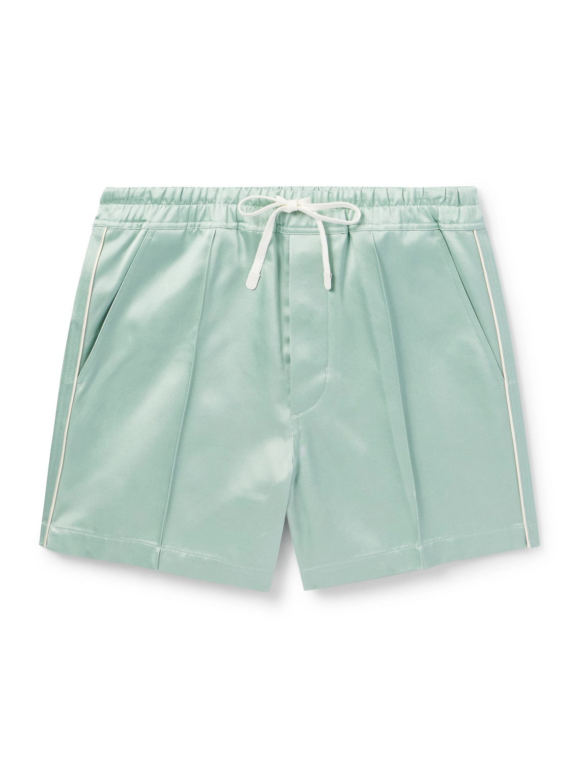 Tom Ford Straight-leg Satin Drawstring Shorts In Green