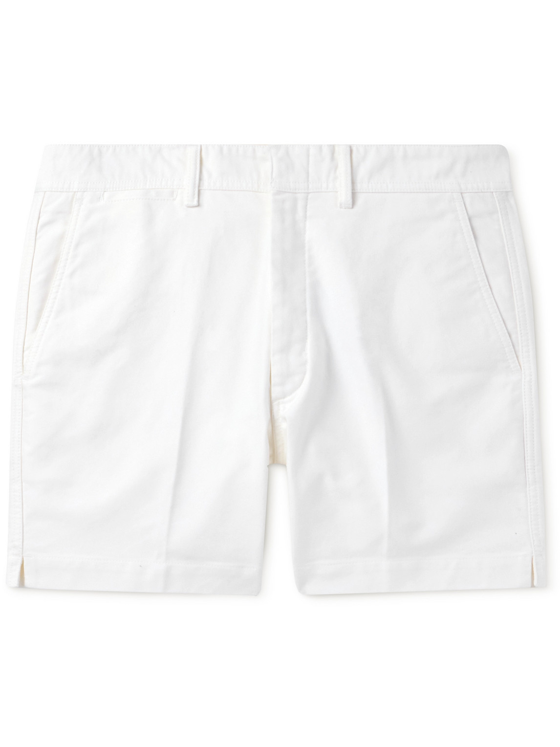 Tom Ford Slim-fit Straight-leg Brushed Cotton-twill Shorts In Neutrals