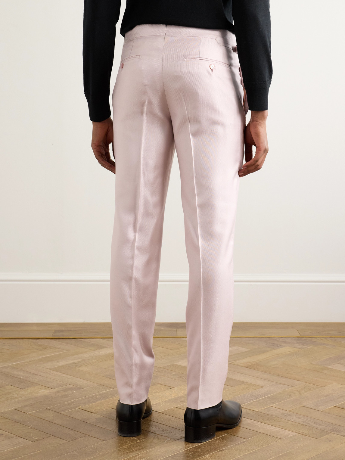 Shop Tom Ford O'connor Straight-leg Silk-twill Suit Trousers In Pink