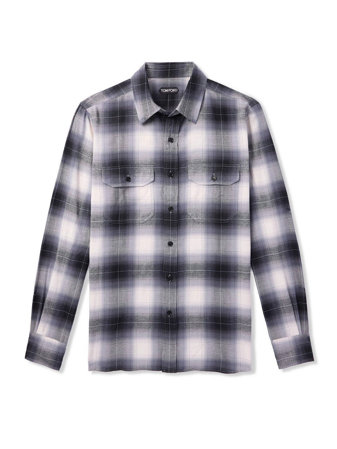 Tom Ford Checked Cotton-blend Flannel Shirt In Blue