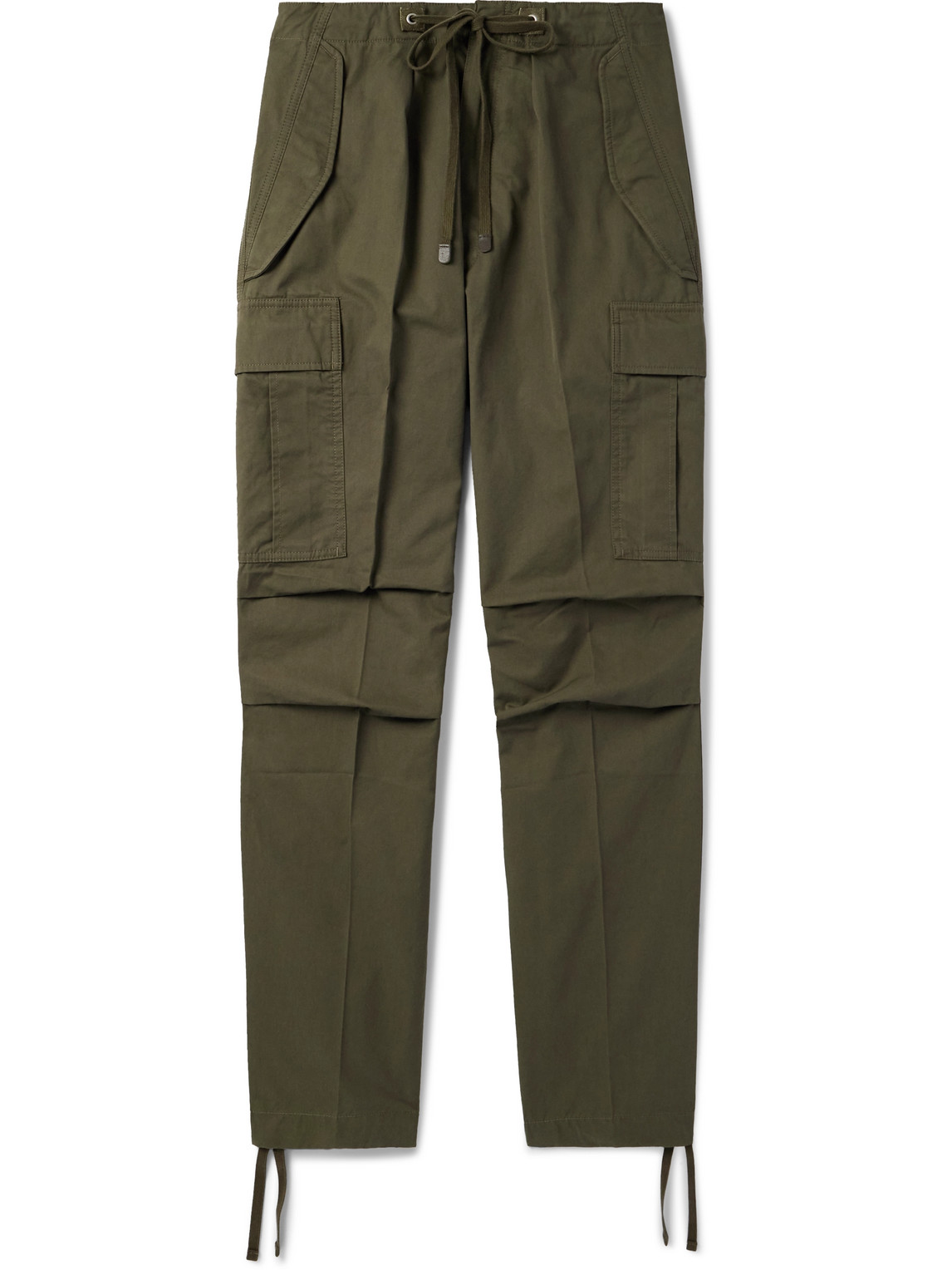 Tom Ford Straight-Leg Pleated Cotton-Twill Drawstring Cargo Trousers - Men