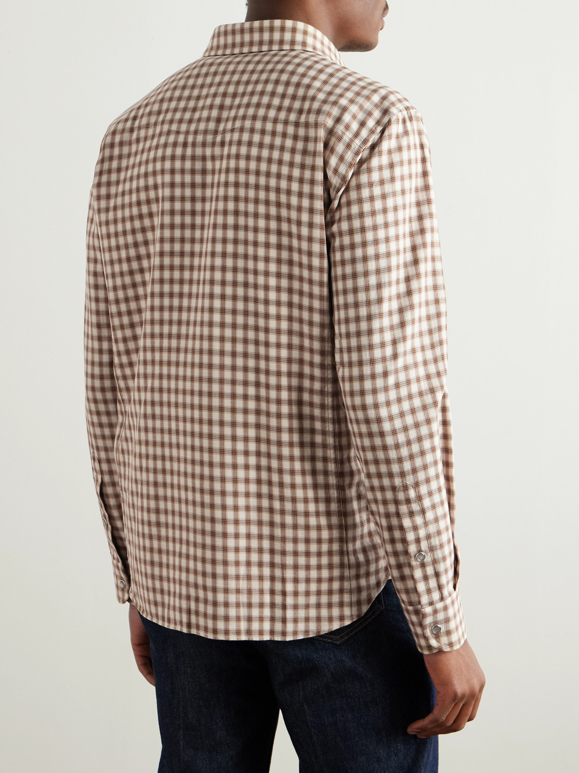 Tom Ford Checked Button-up Shirt In Brown