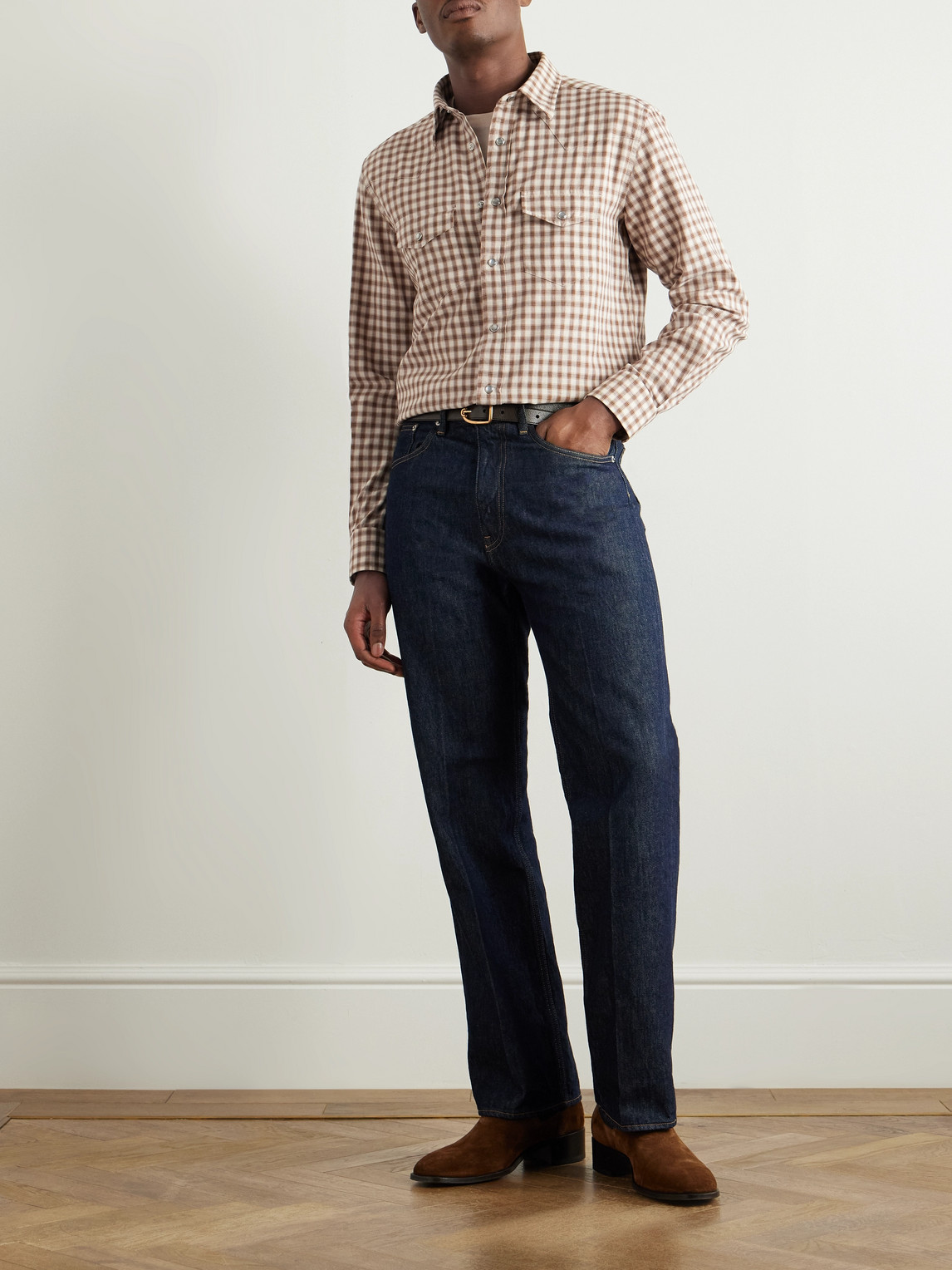 Tom Ford Checked Button-up Shirt In Brown