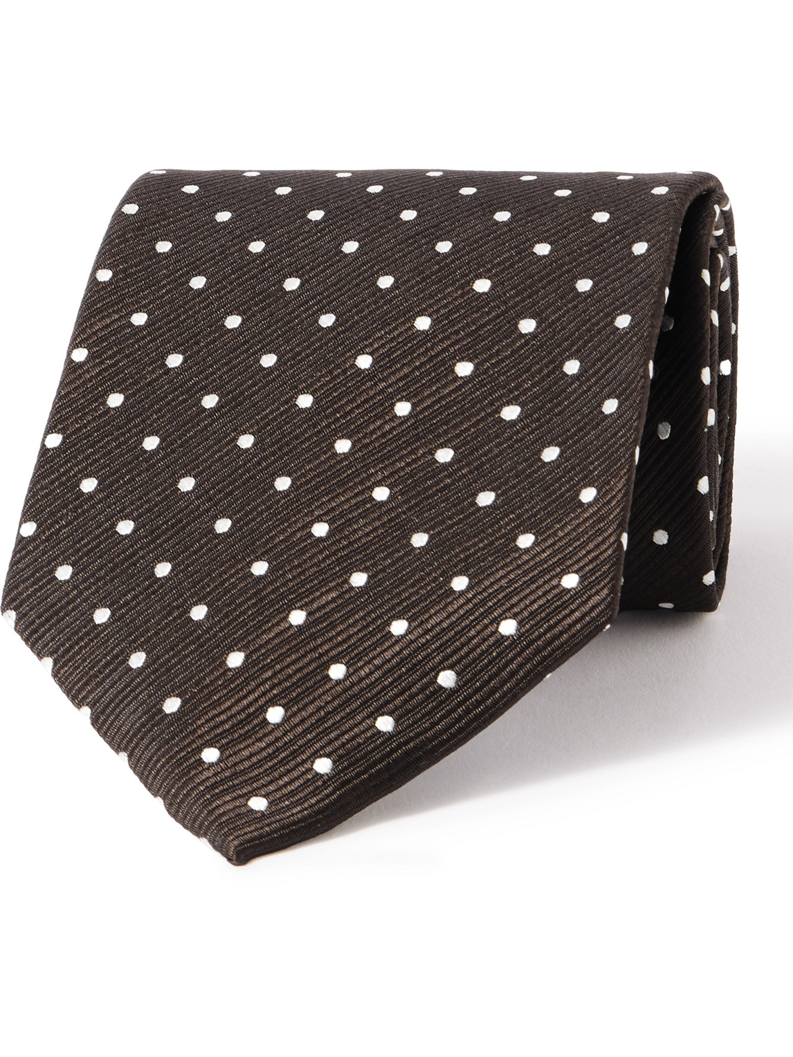 Tom Ford 8cm Polka-dot Silk-twill Tie In Brown