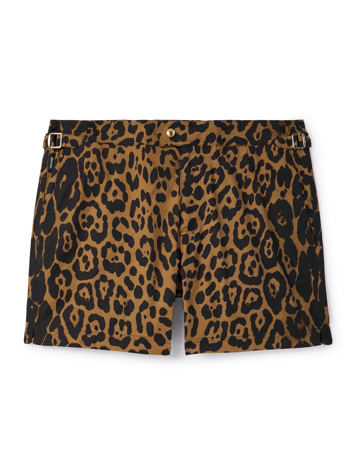 Tom Ford Slim-fit Short-length Leopard-print Swim Shorts In Brown