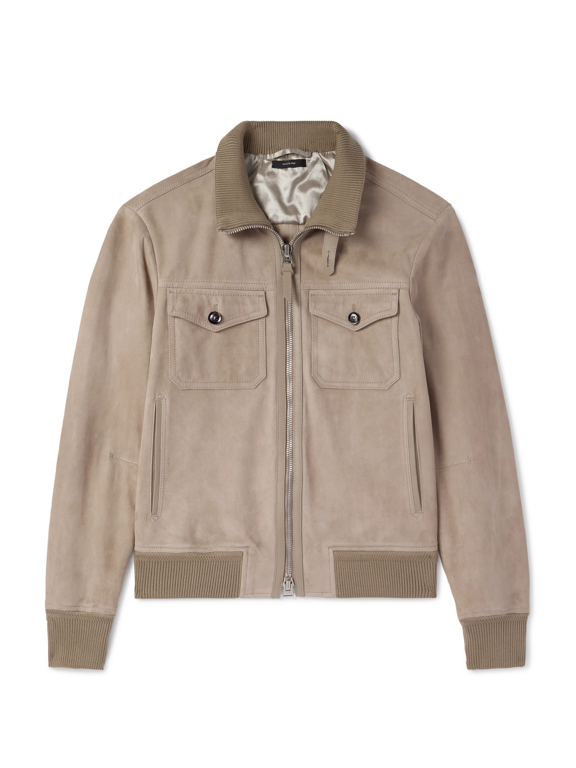 Tom Ford Suede Bomber Jacket In Brown