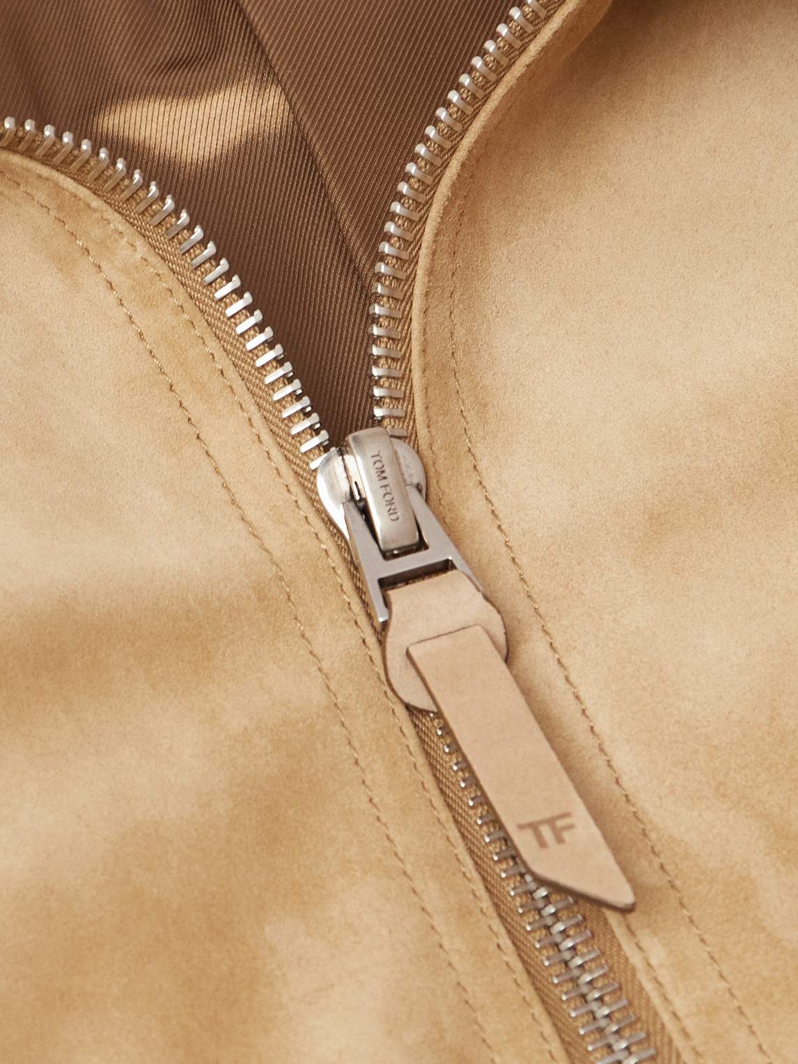 Tom Ford Shearling-trimmed Suede Bomber Jacket In Neutrals