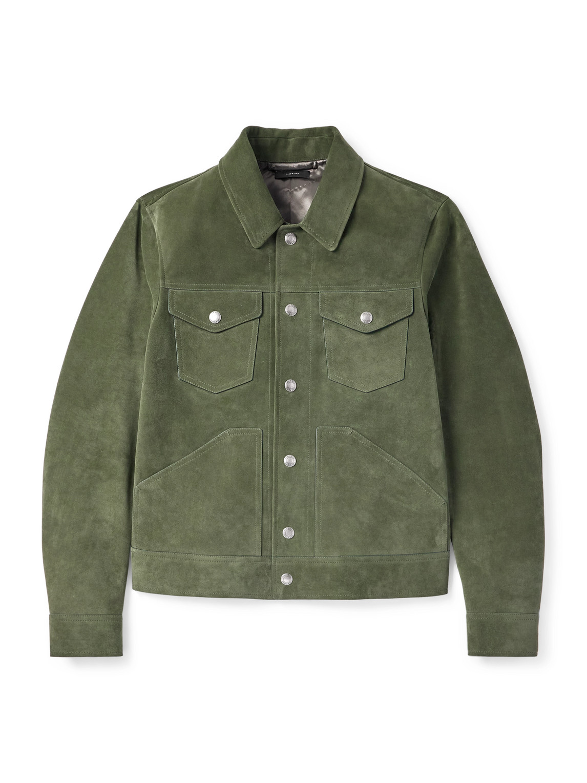 Tom Ford Slim-fit Suede Jacket In Green