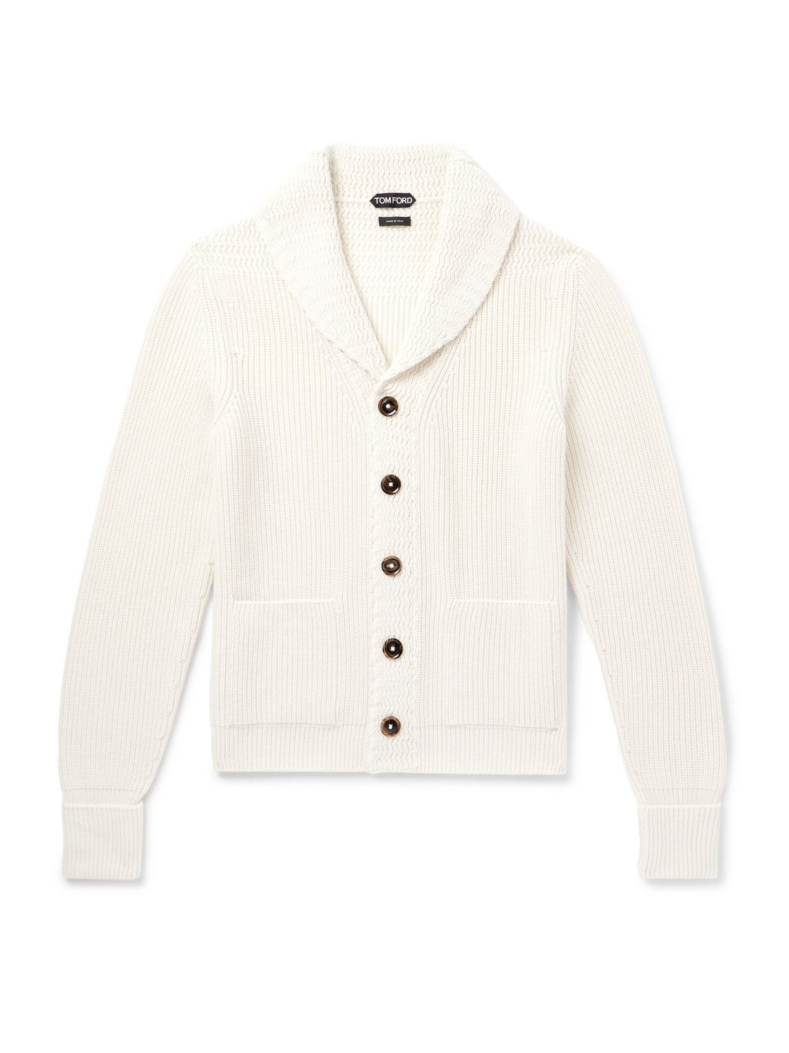 Slim-Fit Shawl-Collar Ribbed Cashmere Cardigan