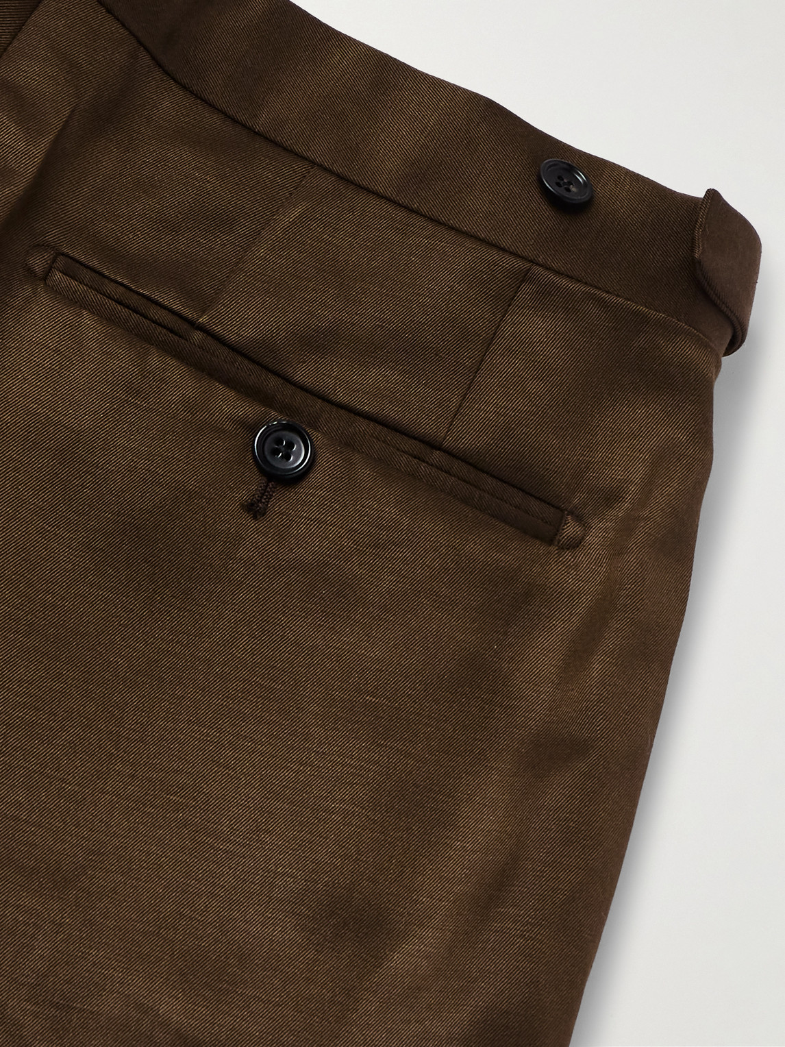 Tom Ford Dyllan Straight-leg Silk And Linen-blend Twill Suit Trousers In Brown