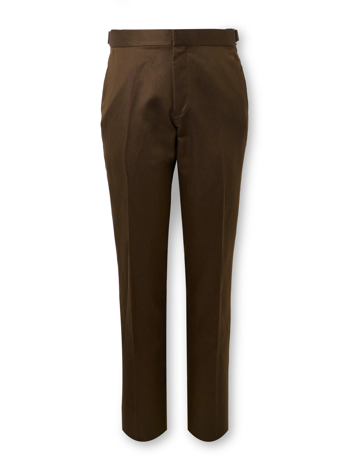 Tom Ford Dyllan Straight-leg Silk And Linen-blend Twill Suit Trousers In Brown