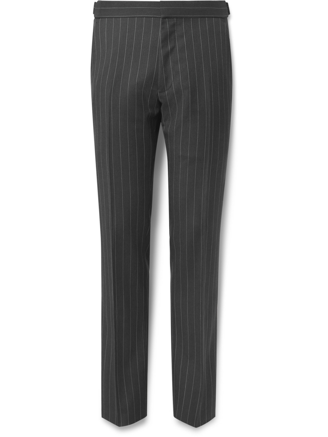 Tom Ford Tapered Pinstriped Wool And Mohair-blend Twill Suit Trousers In Gray