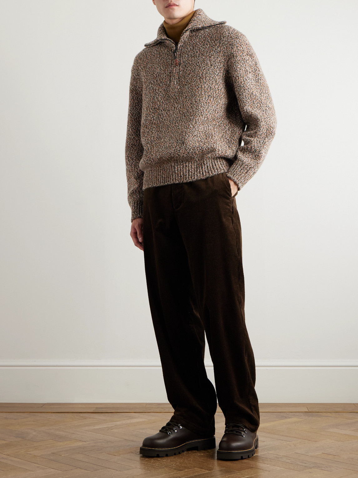 Loro Piana Cashmere Half-zip Rollneck Sweater In Neutrals