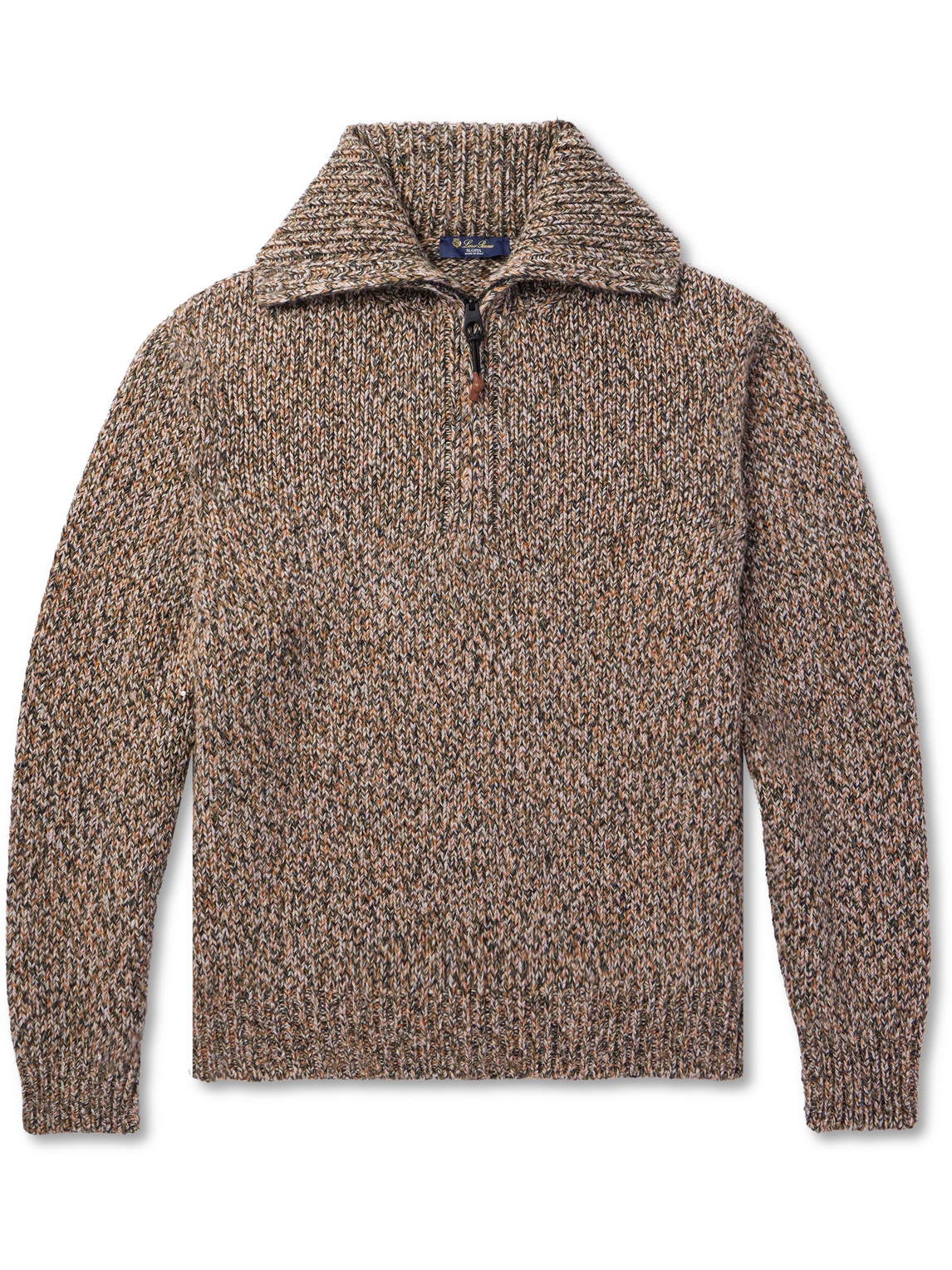 Loro Piana Cashmere Half-zip Rollneck Sweater In Neutrals