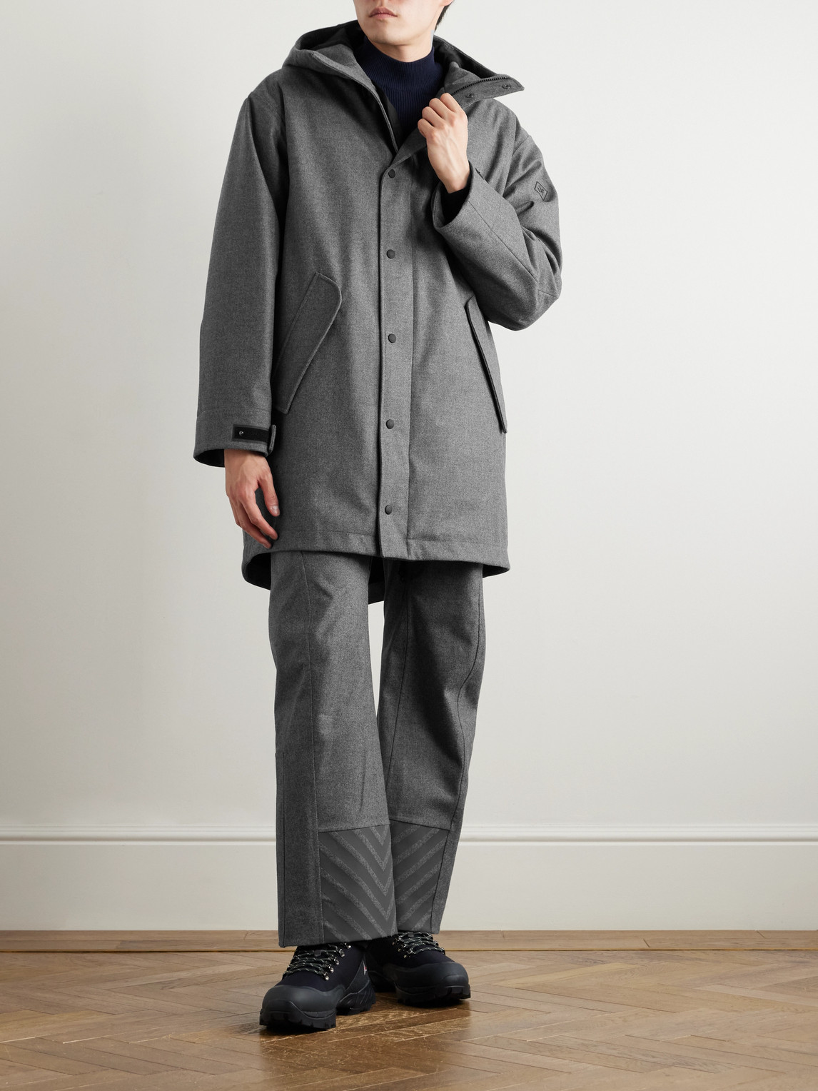 Loro Piana Clima System Flannel Hooded Ski Jacket with Detachable Lineren