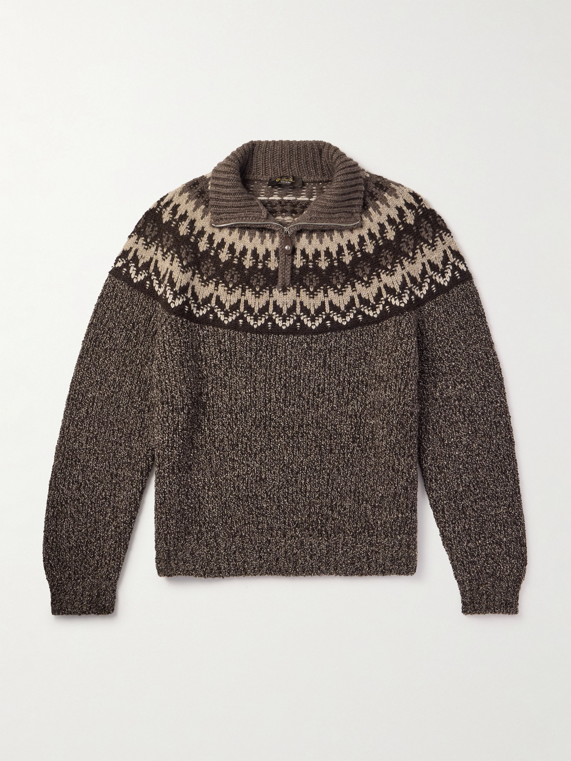Loro Piana Fair Isle Cashmere and Silk-Blend Half-Zip Sweateren