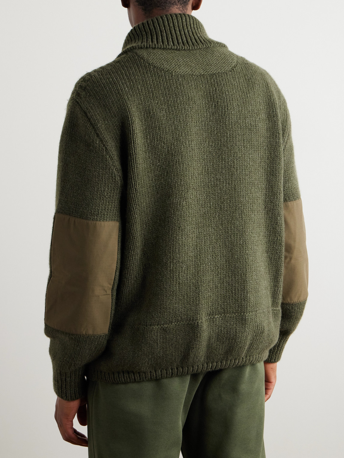 Loro Piana Alpe Di Mera Ripstop-trimmed Cashmere Half-zip Sweater In Green