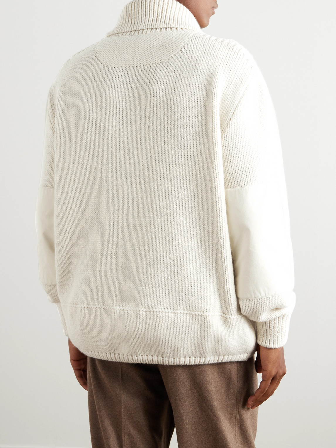 Loro Piana Alpe Di Mera Ripstop-trimmed Cashmere Half-zip Sweater In Neutrals