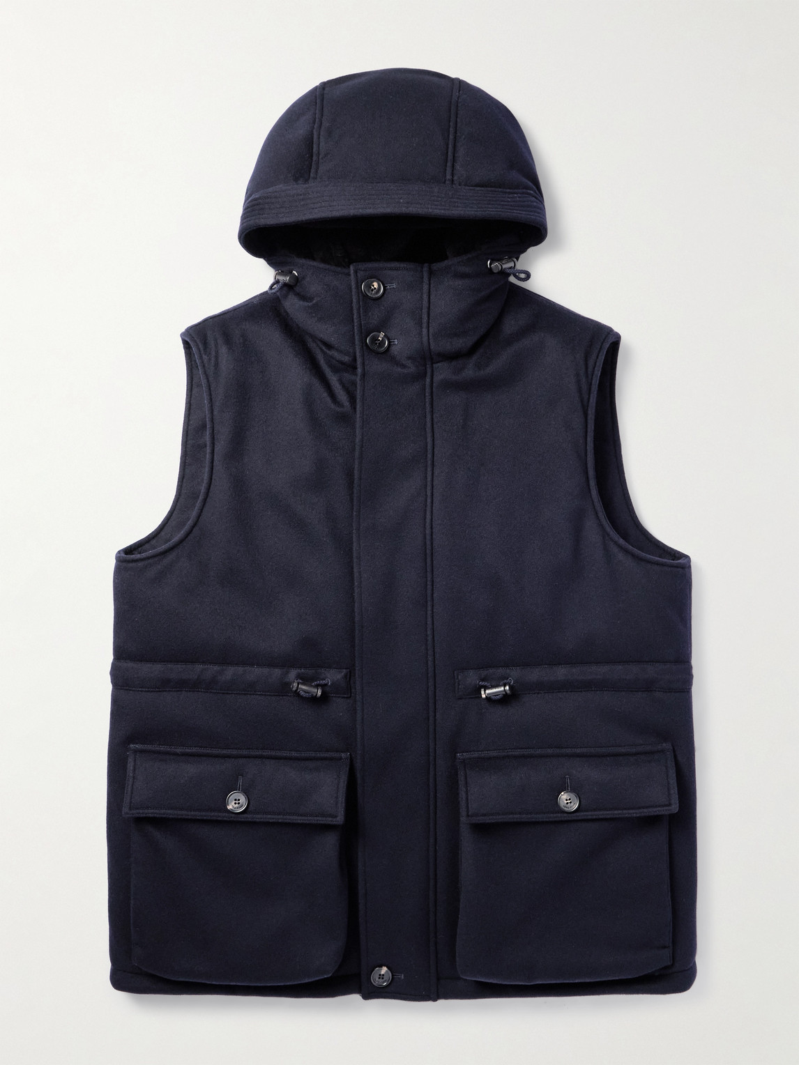 Loro Piana Damiano hearling-Lined Padded torm ystem® Cashmere-Felt Hooded Gilet - Men