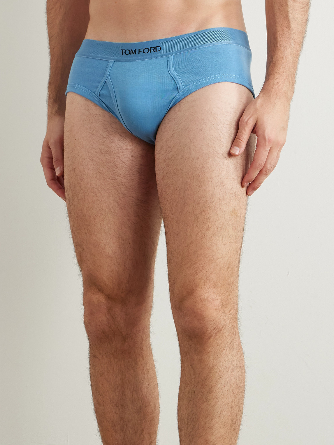 Tom Ford Stretch-cotton Briefs In Blue