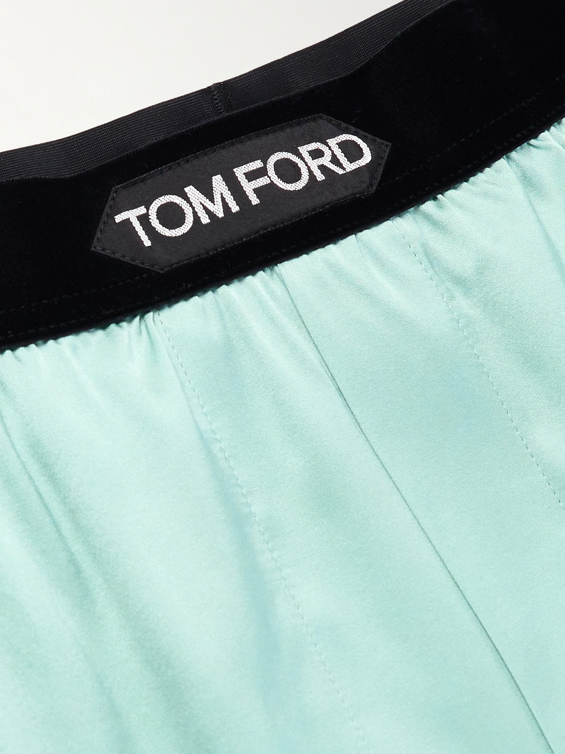 Tom Ford Stretch-silk Satin Boxers In Green