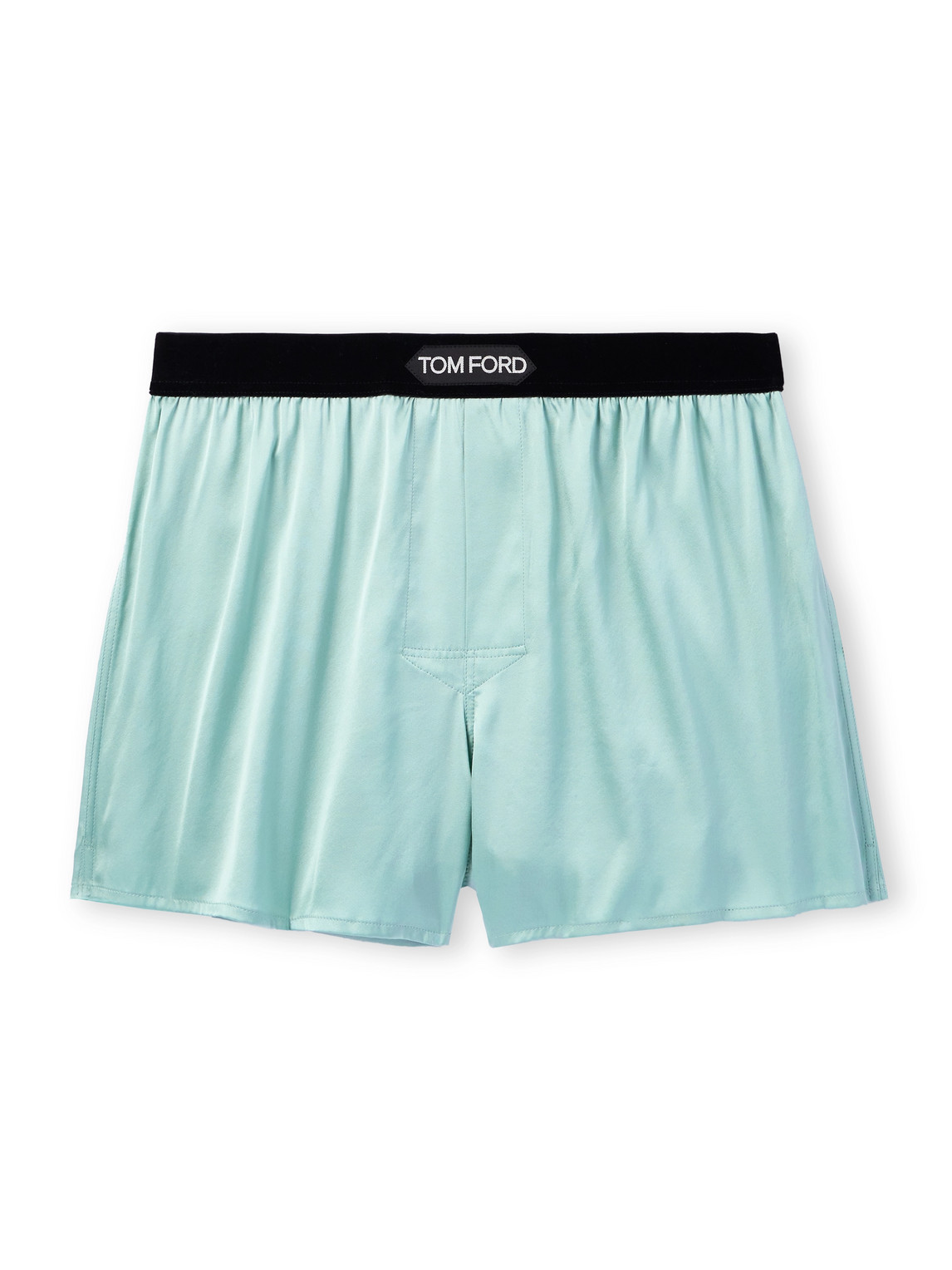 Tom Ford Stretch-silk Satin Boxers In Green