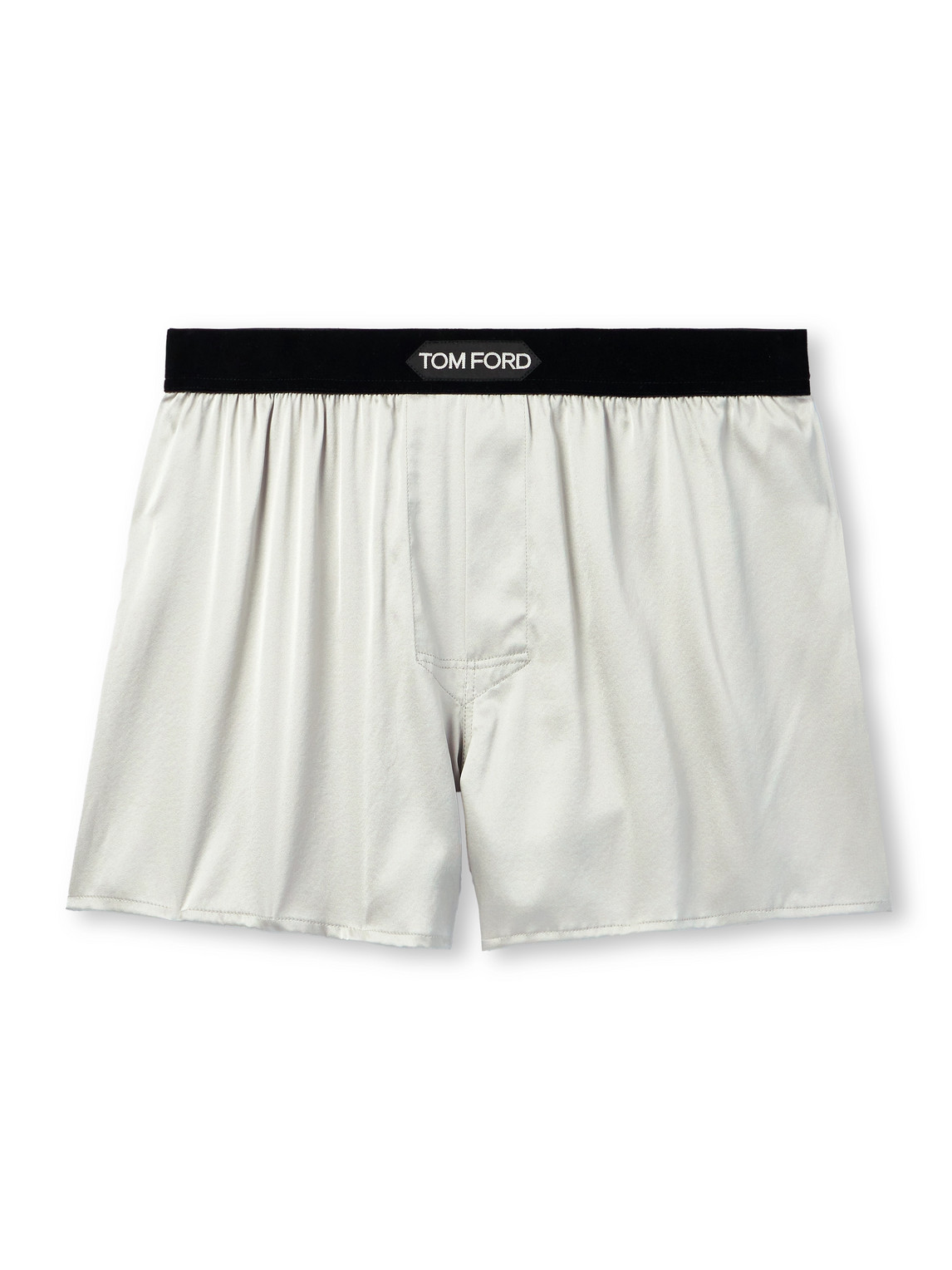 Tom Ford Stretch-silk Satin Boxers In Gray