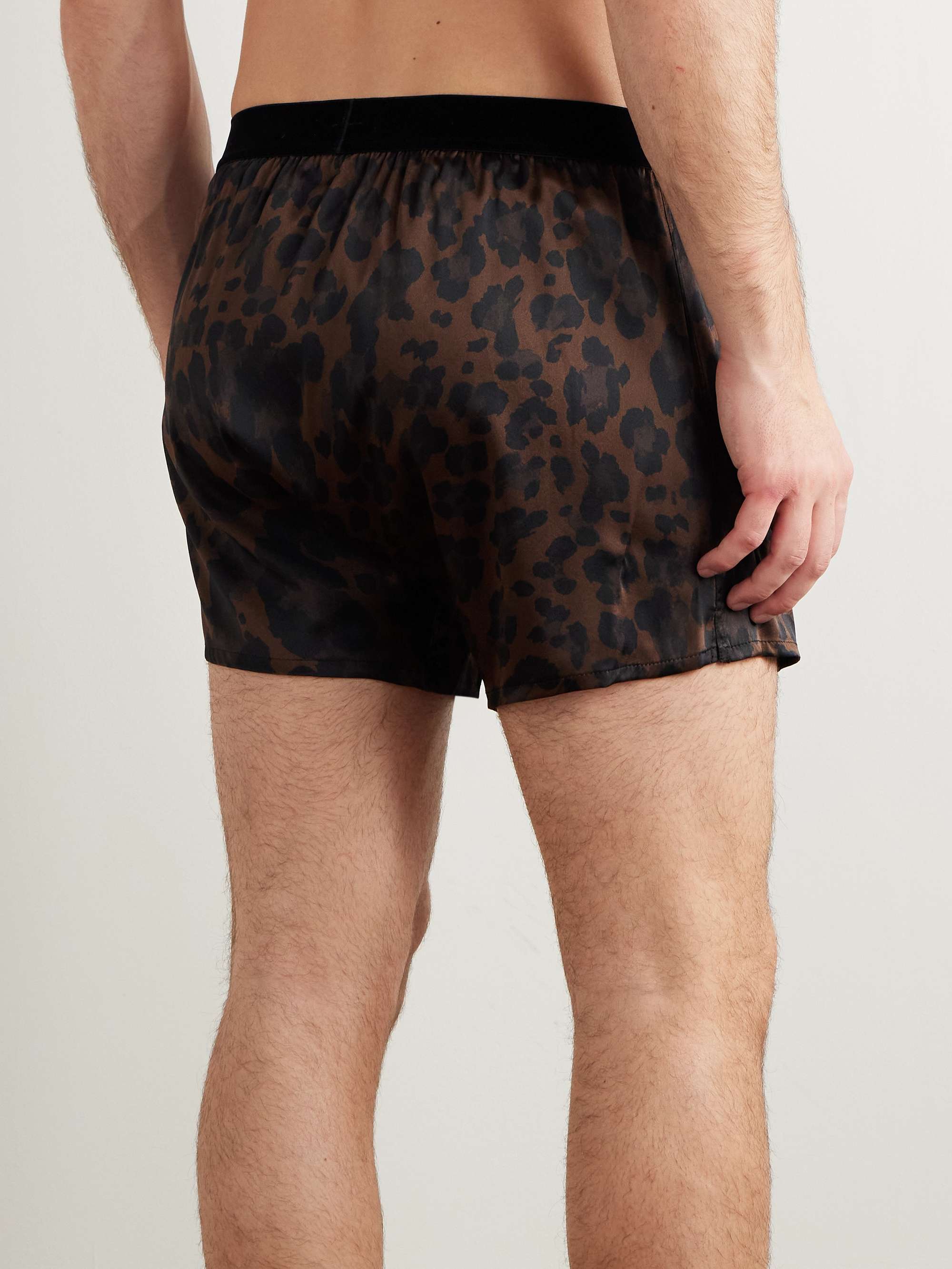 TOM FORD Velvet-Trimmed Leopard-Print Silk-Satin Boxer Briefs