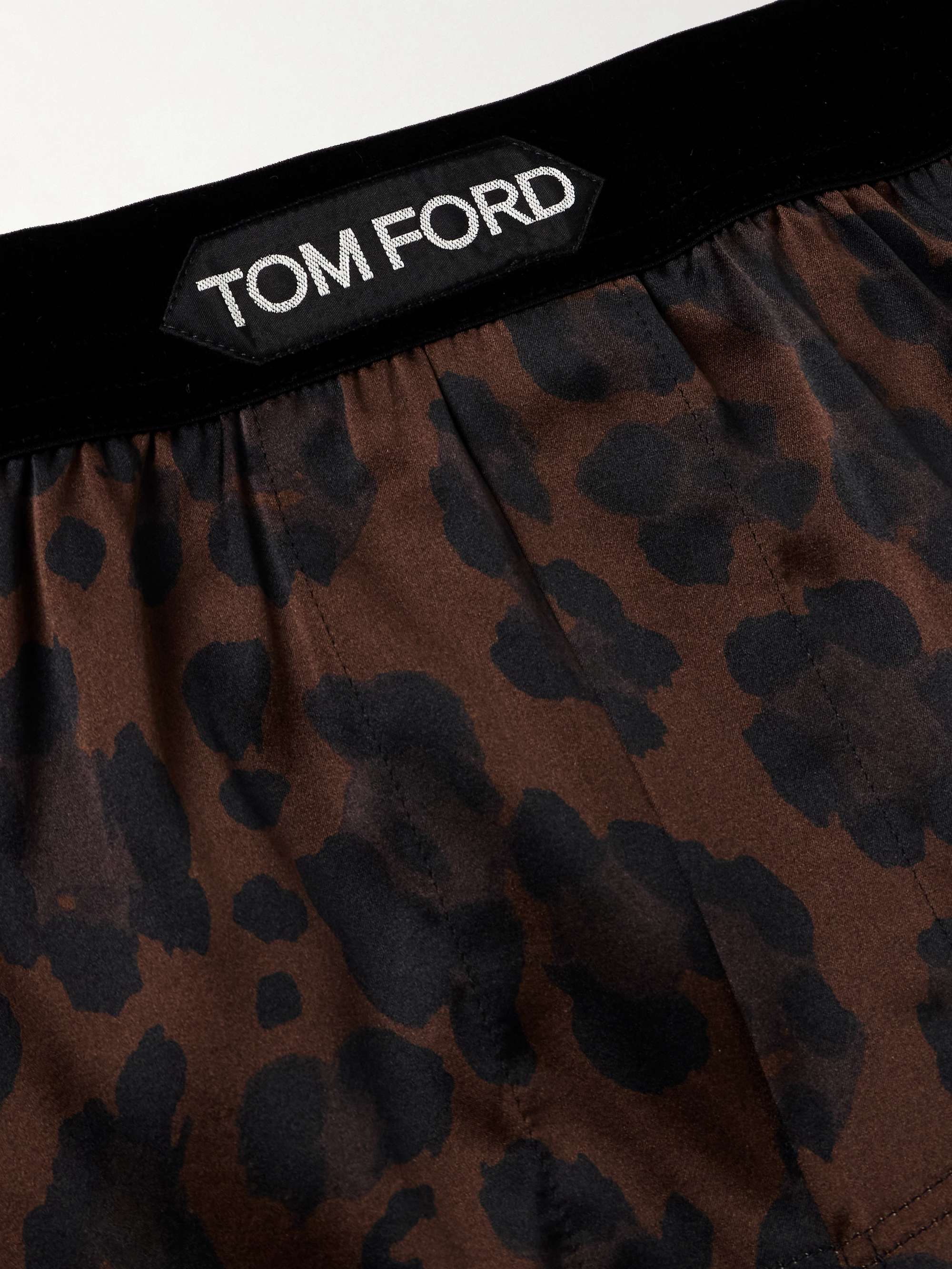 TOM FORD Velvet-Trimmed Leopard-Print Silk-Satin Boxer Briefs