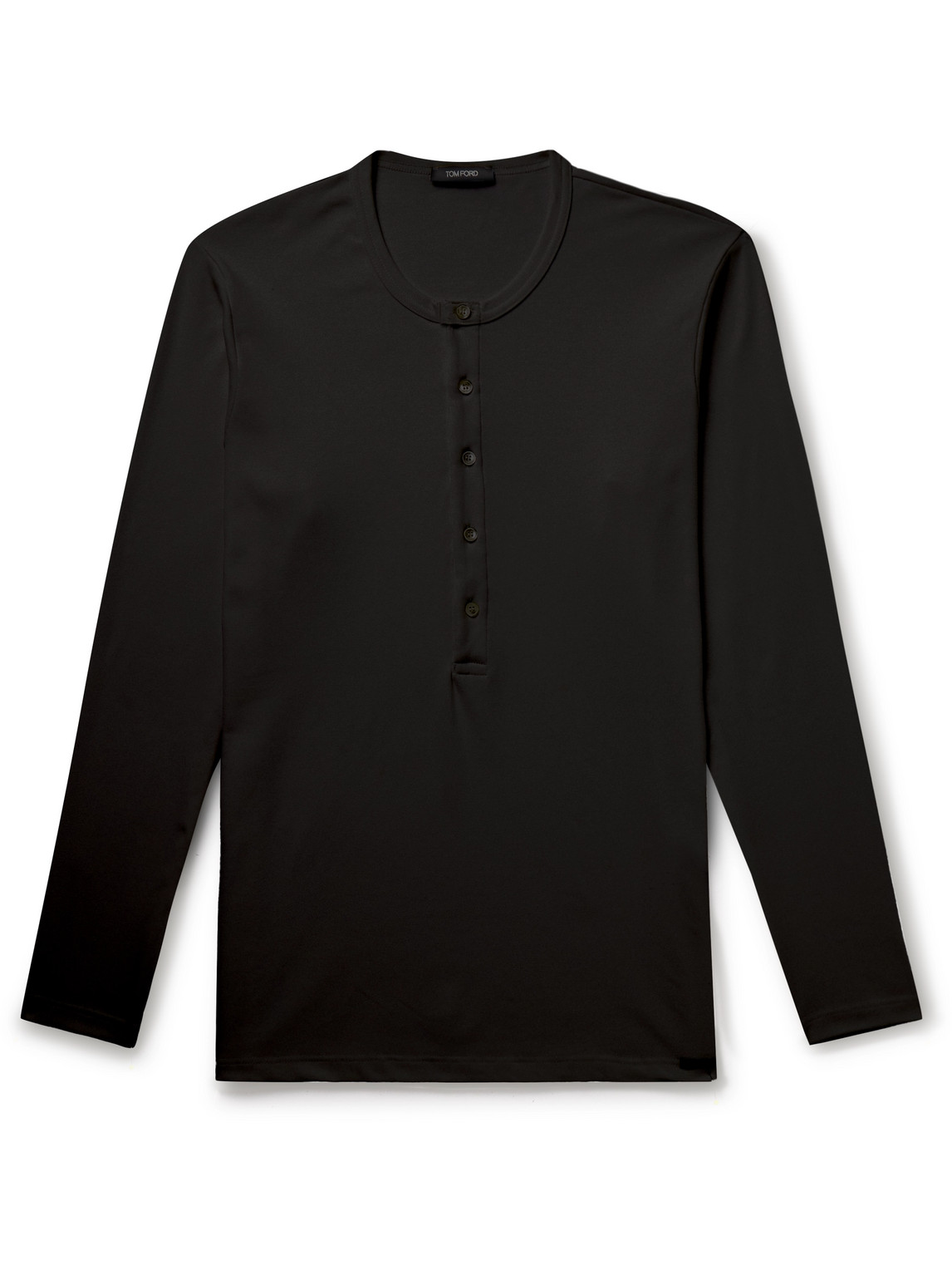 Tom Ford Stretch-cotton Jersey Henley Pyjama T-shirt In Black