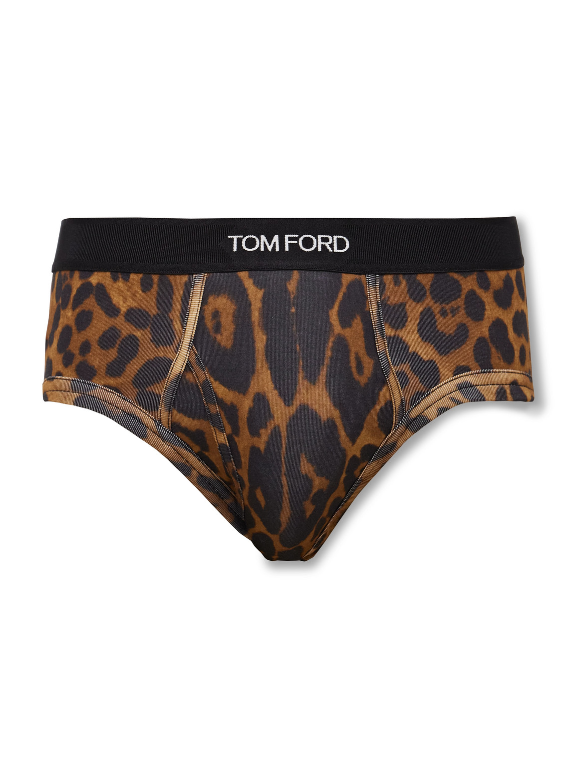 Tom Ford Leopard-print Stretch-cotton Briefs In Animal Print