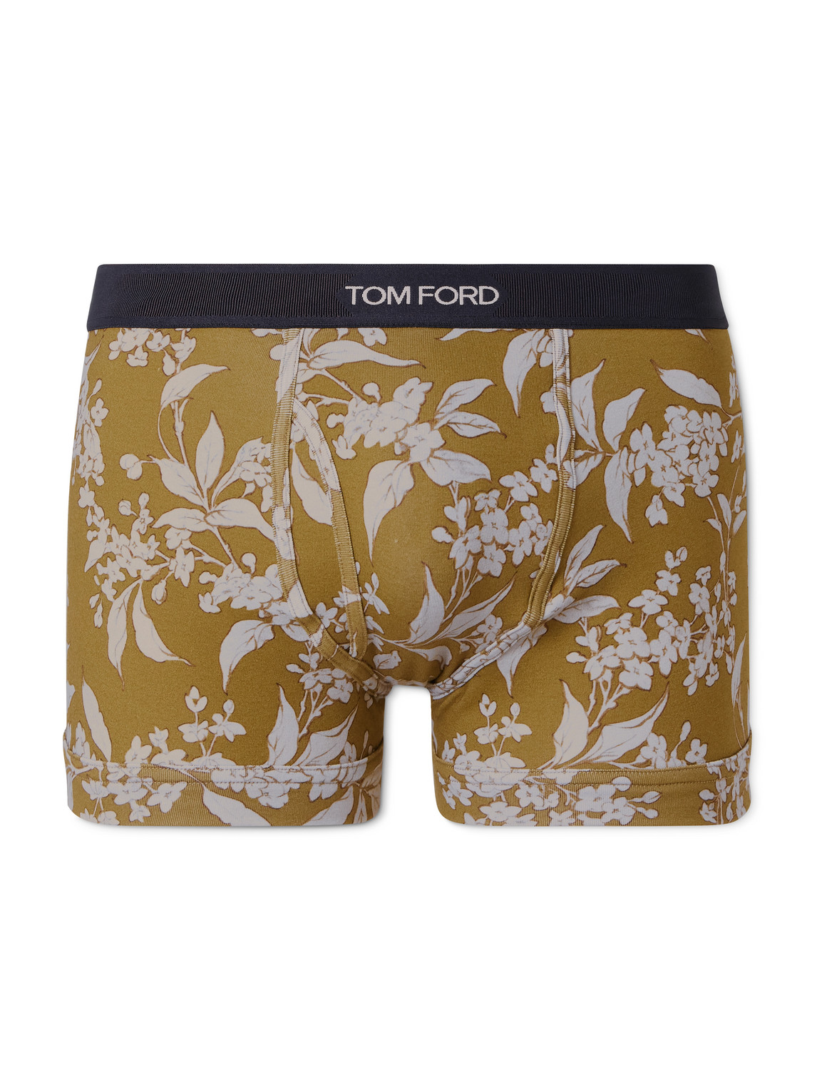 Tom Ford Floral-print Stretch-cotton Boxer Briefs In Green