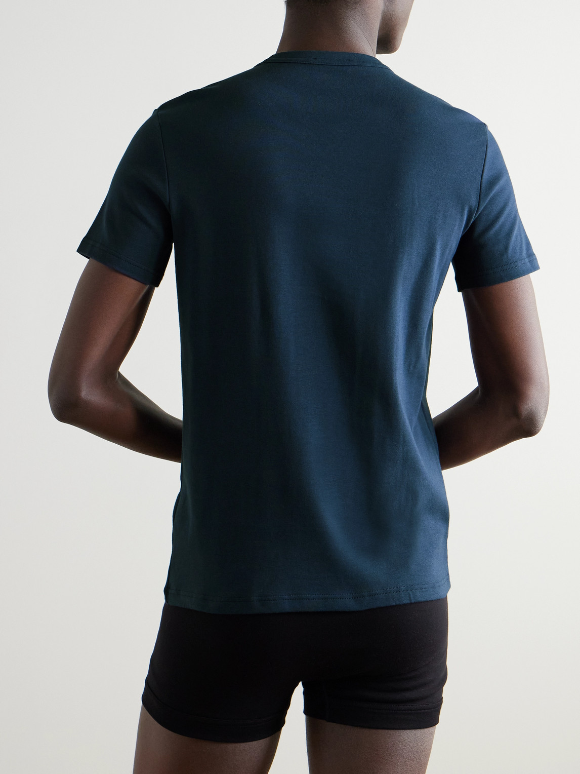 Tom Ford Navy Cotton Stretch Jersey T-shirt In Blue