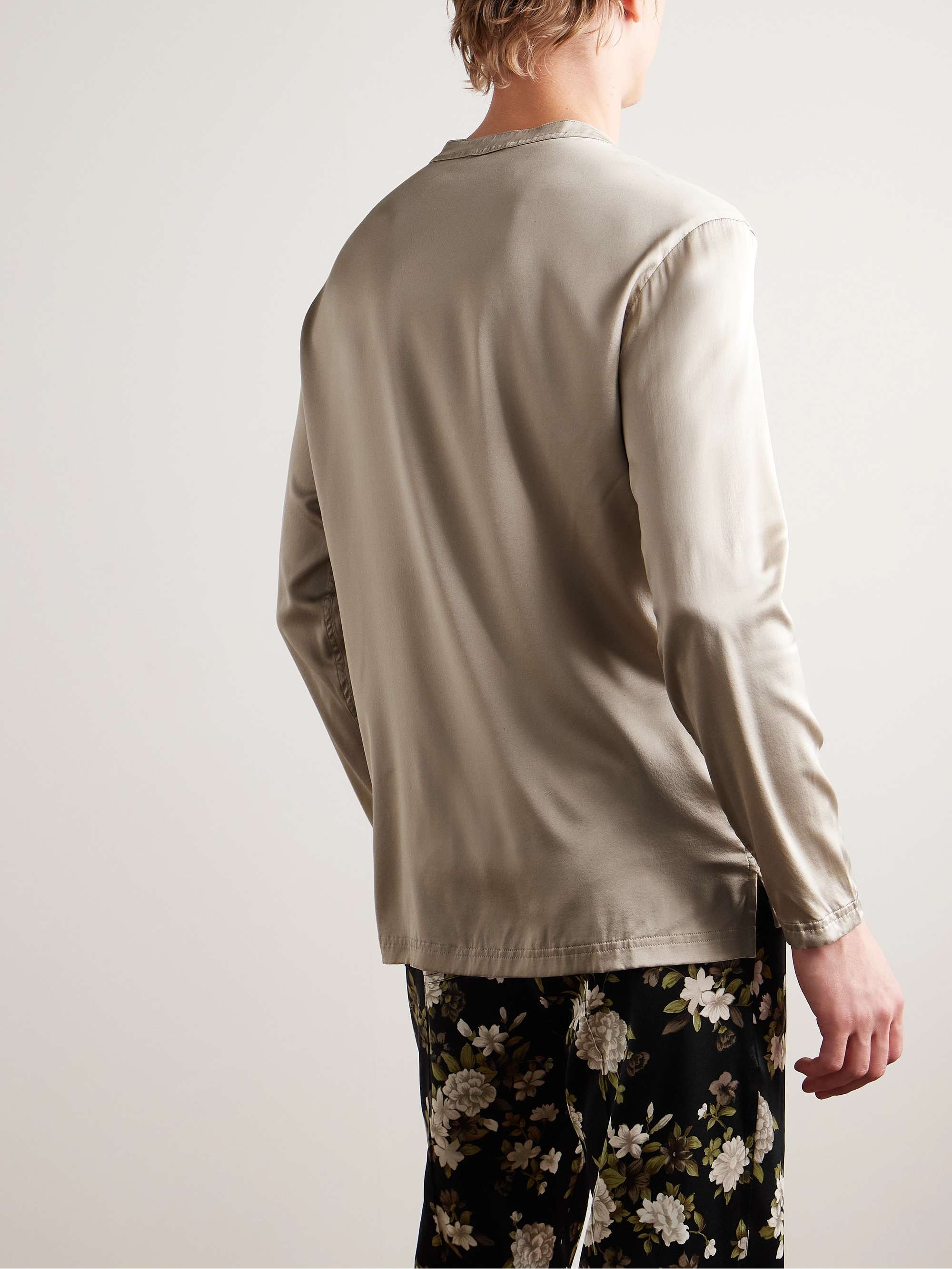 TOM FORD Maglia henley da pigiama in raso di seta stretch