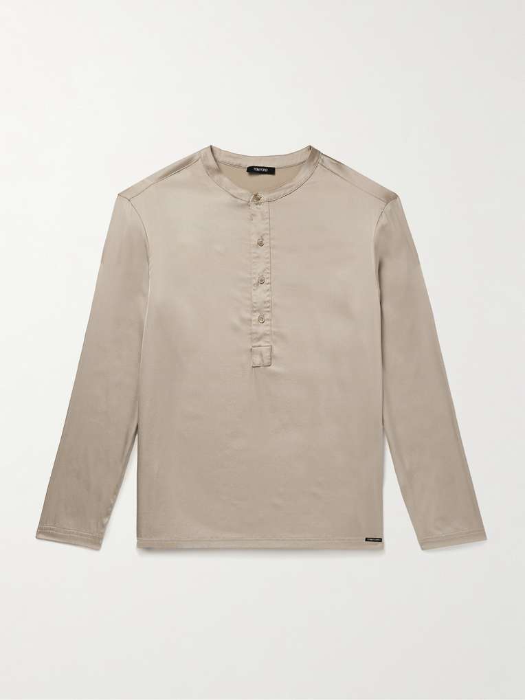 Tom Ford — Stretch-Silk Satin Henley Pyjama Top