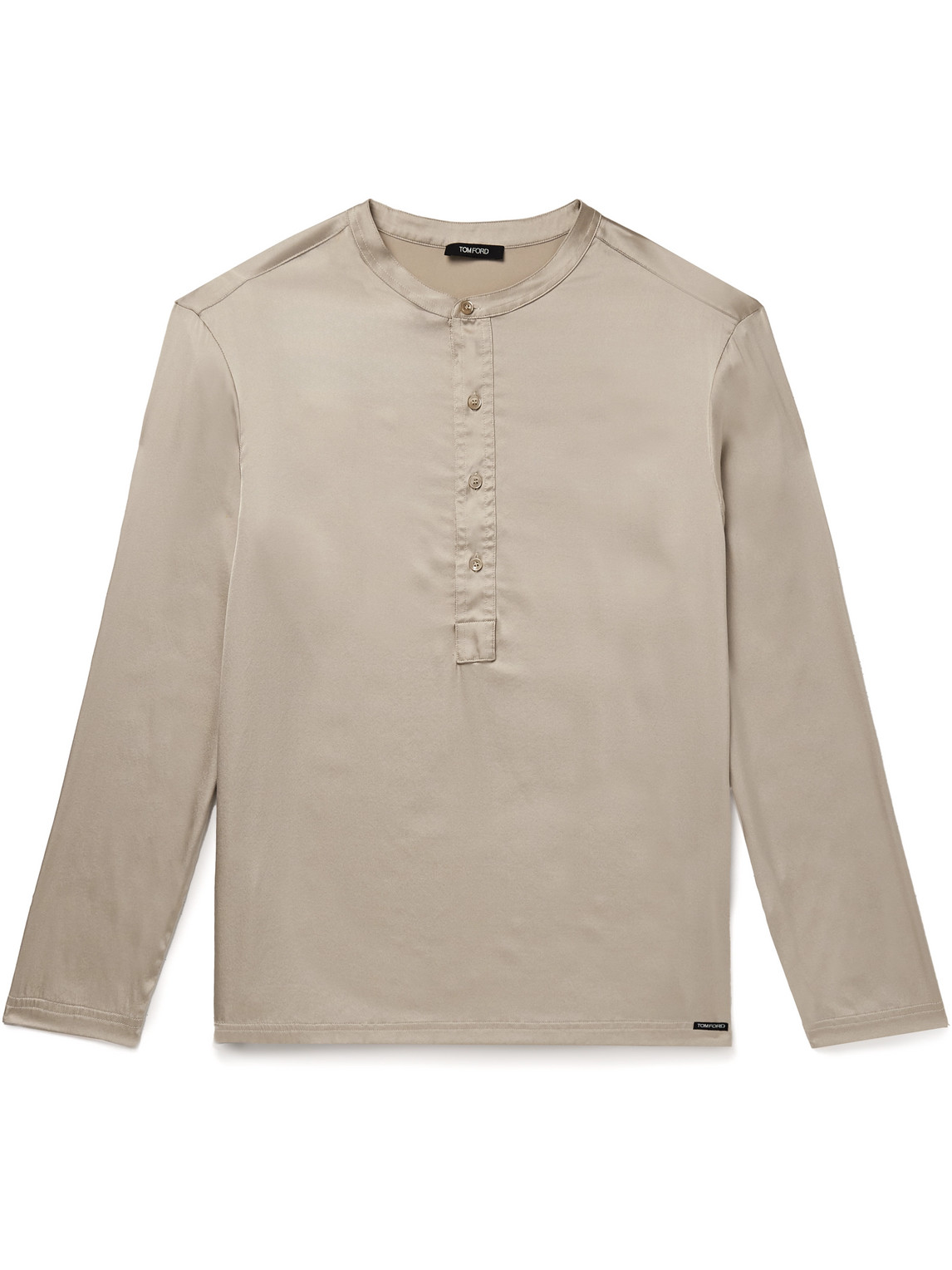 Stretch-Silk Satin Henley Pyjama Top