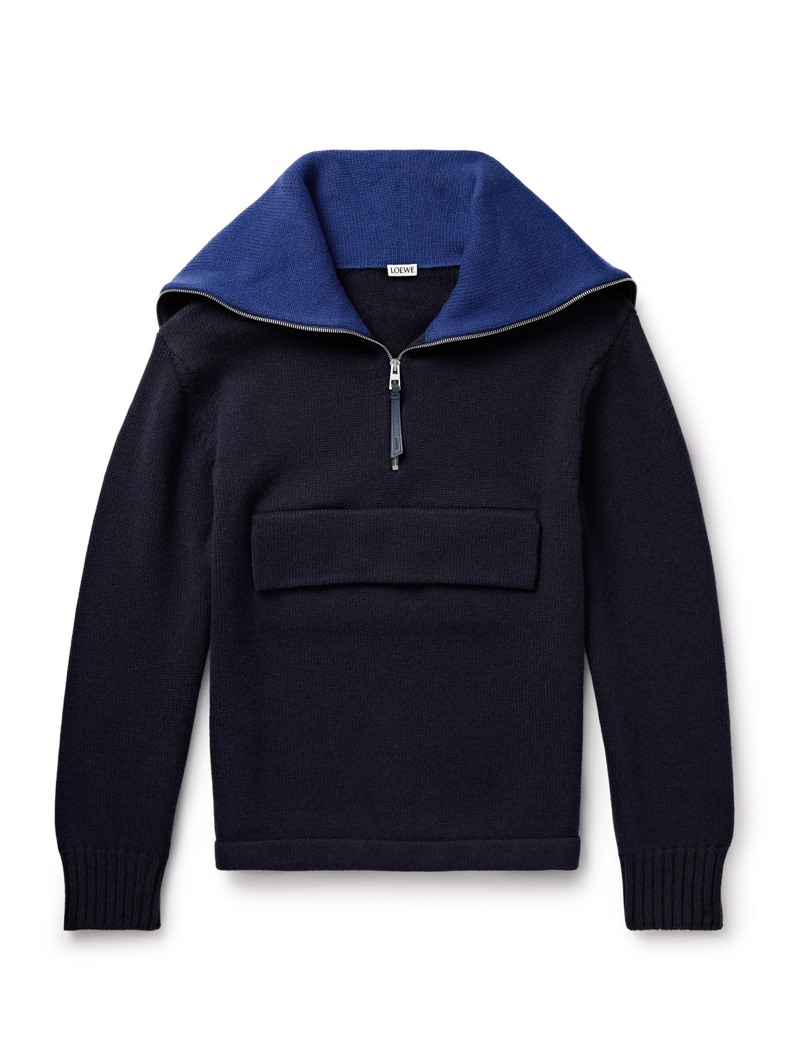Loewe Wool Half-zip Jumper In Blue