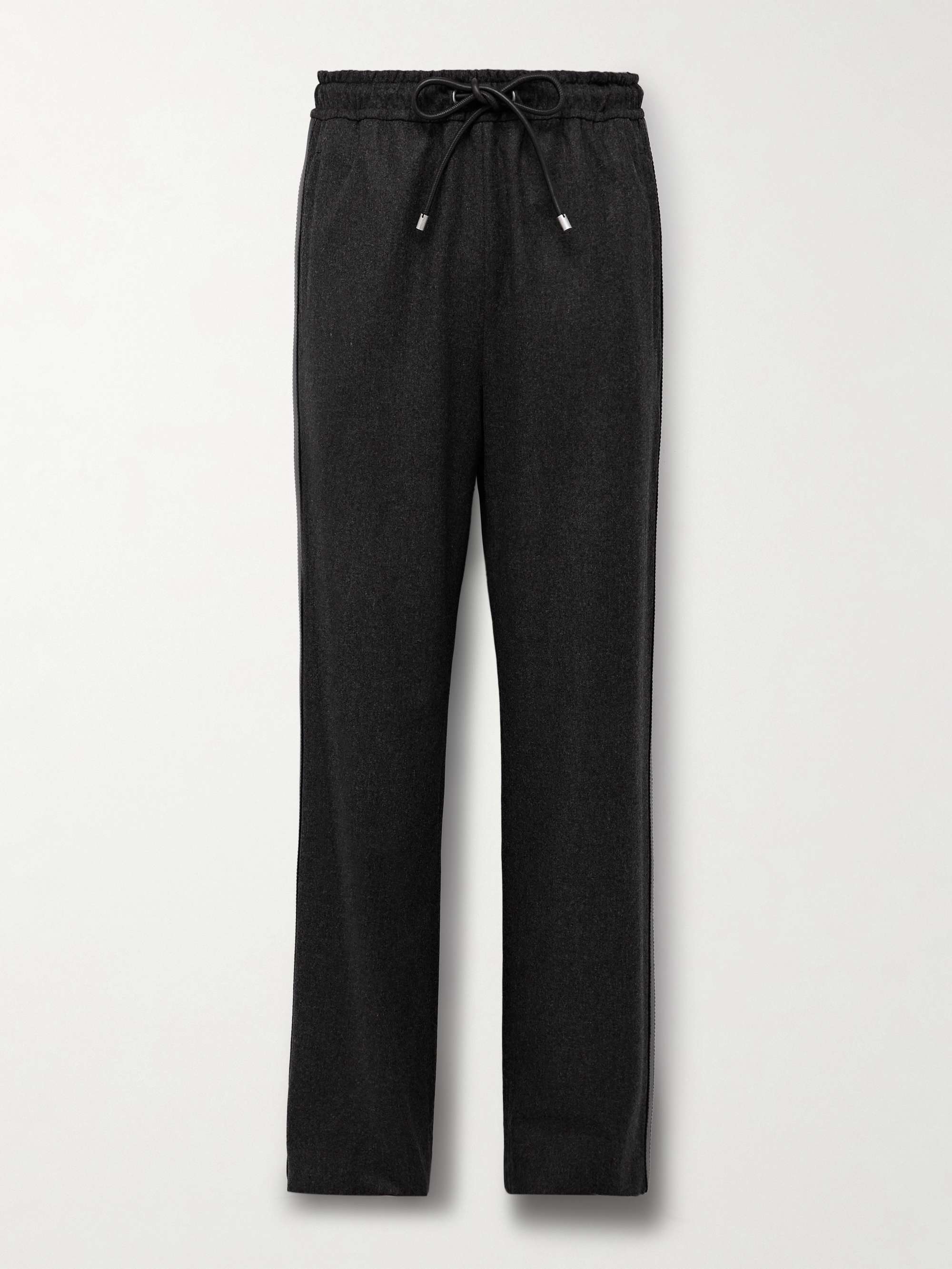 LOEWE Straight-Leg Leather-Trimmed Wool and Cashmere-Blend LOEWE Straight-Leg Leather-Trimmed Wool and Cashmere-Blend