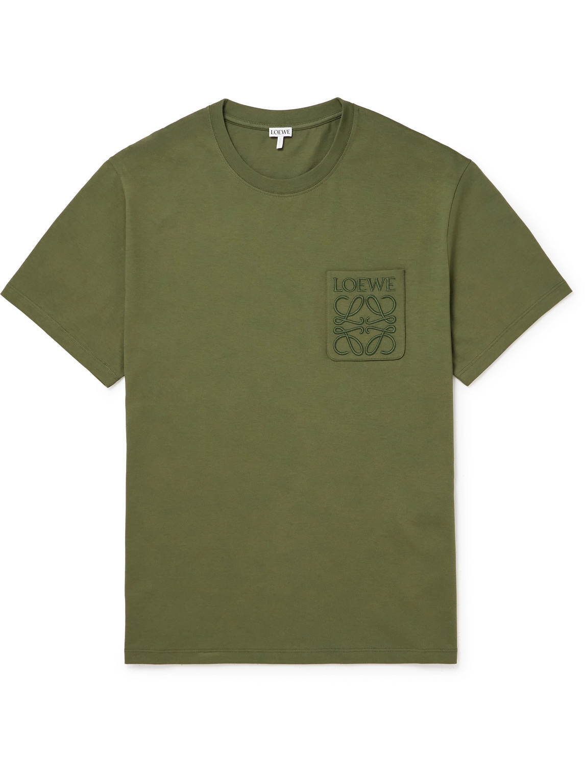 Loewe Logo-embroidered Cotton-jersey T-shirt In Green