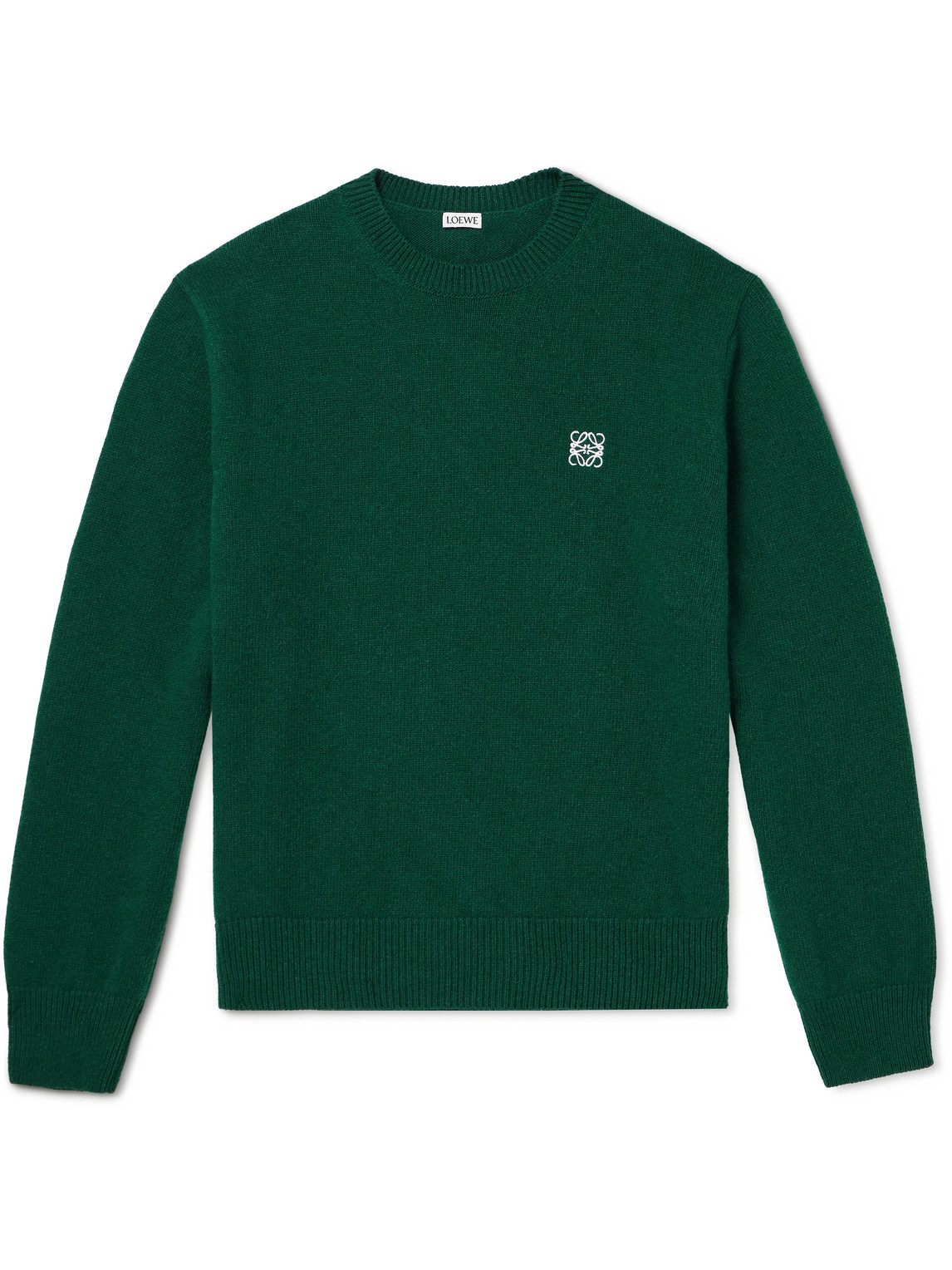Loewe Anagram Logo-embroidered Wool Jumper In Green