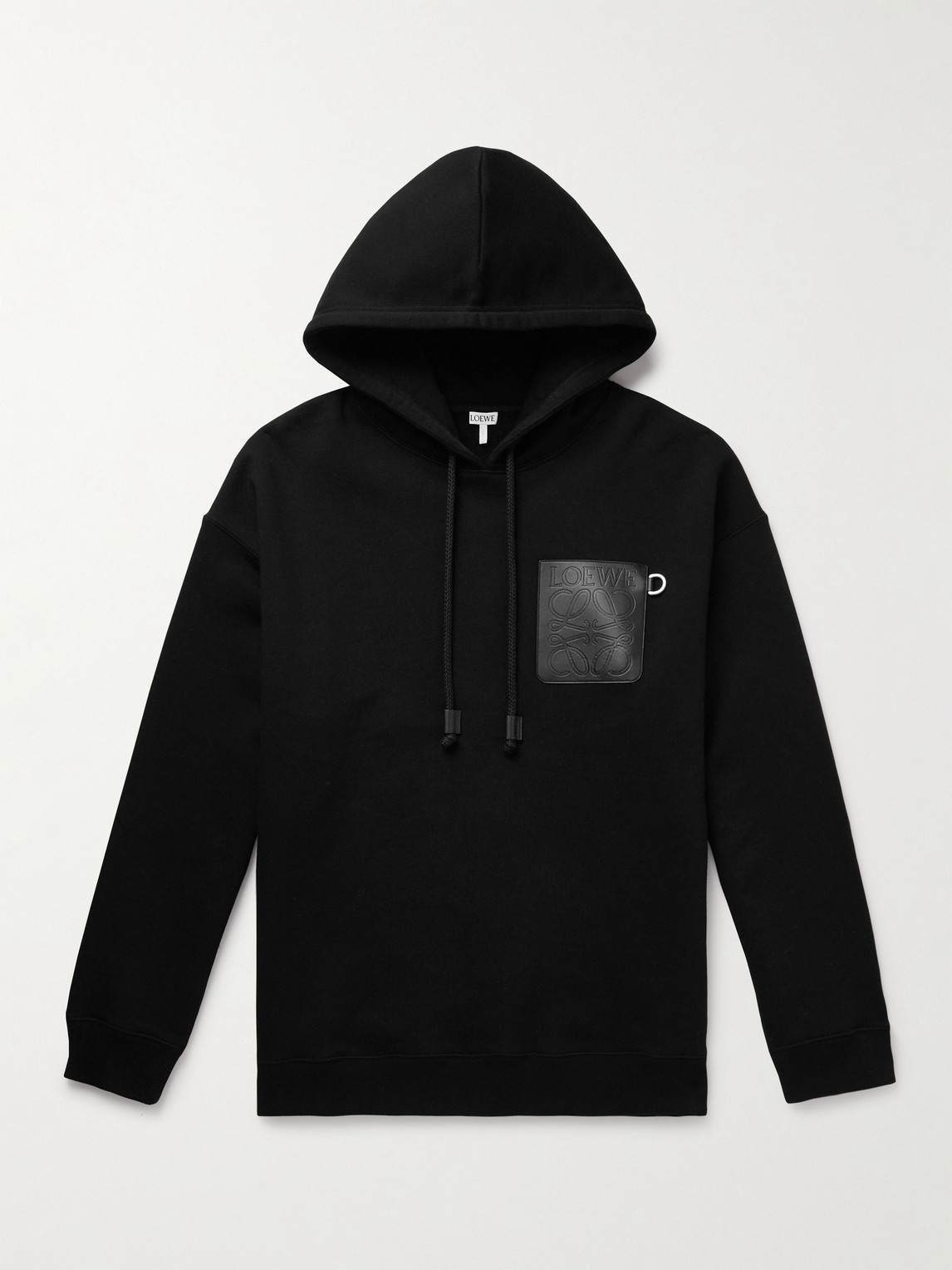 Loewe Logo-Debossed Leather-Trimmed Cotton-Jersey Hoodie - Men