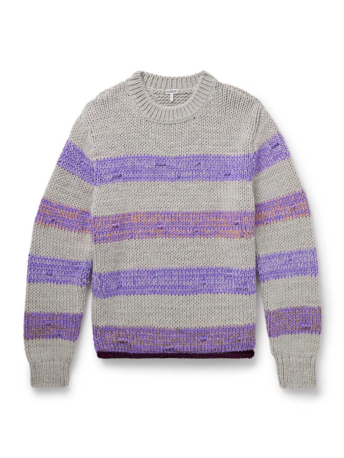Loewe Striped Wool-blend Sweater In Gray